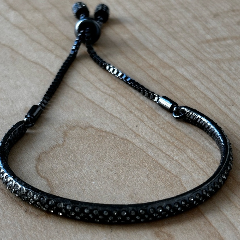 Black beauty adjustable bracelet/ disco ball black/ make larger or smaller